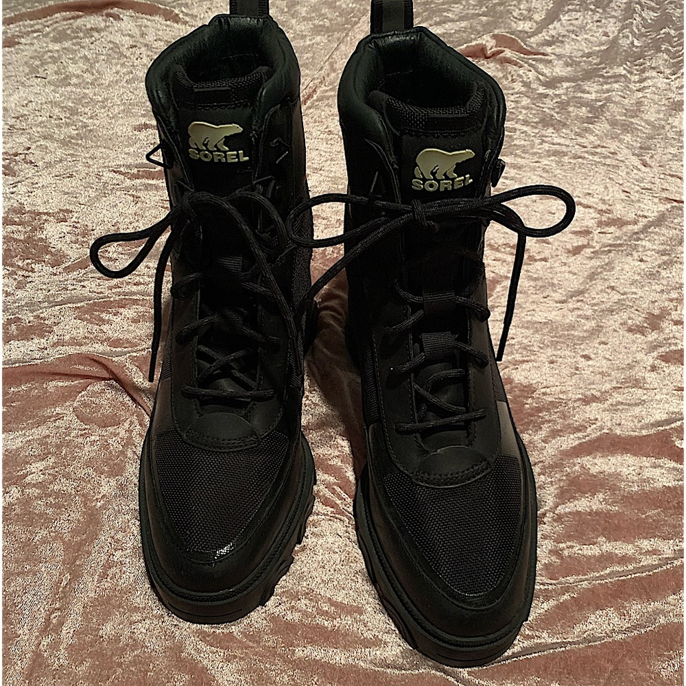 Super cute moto style block heeled boots